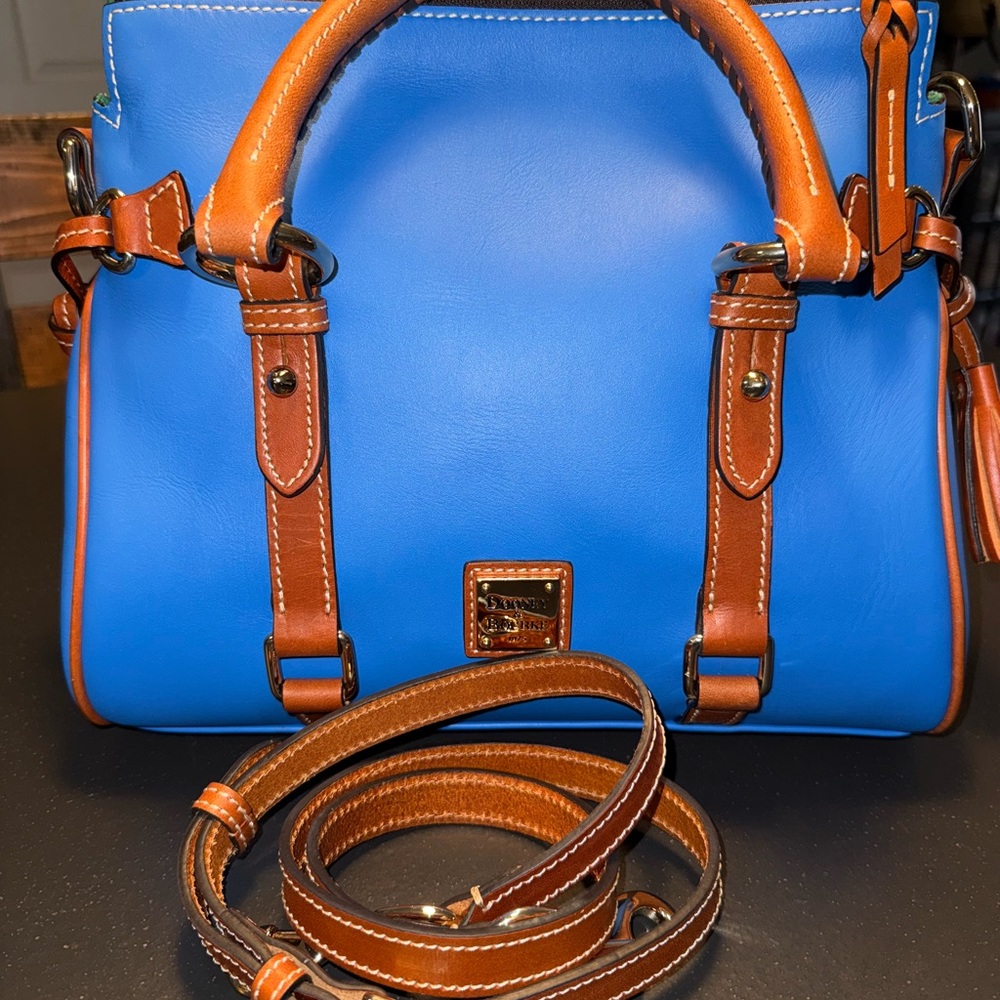 Dooney & Bourke Bright Blue and leather Satchel - Picture 2 of 7